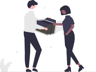 ダンボールを開けている人のイラスト